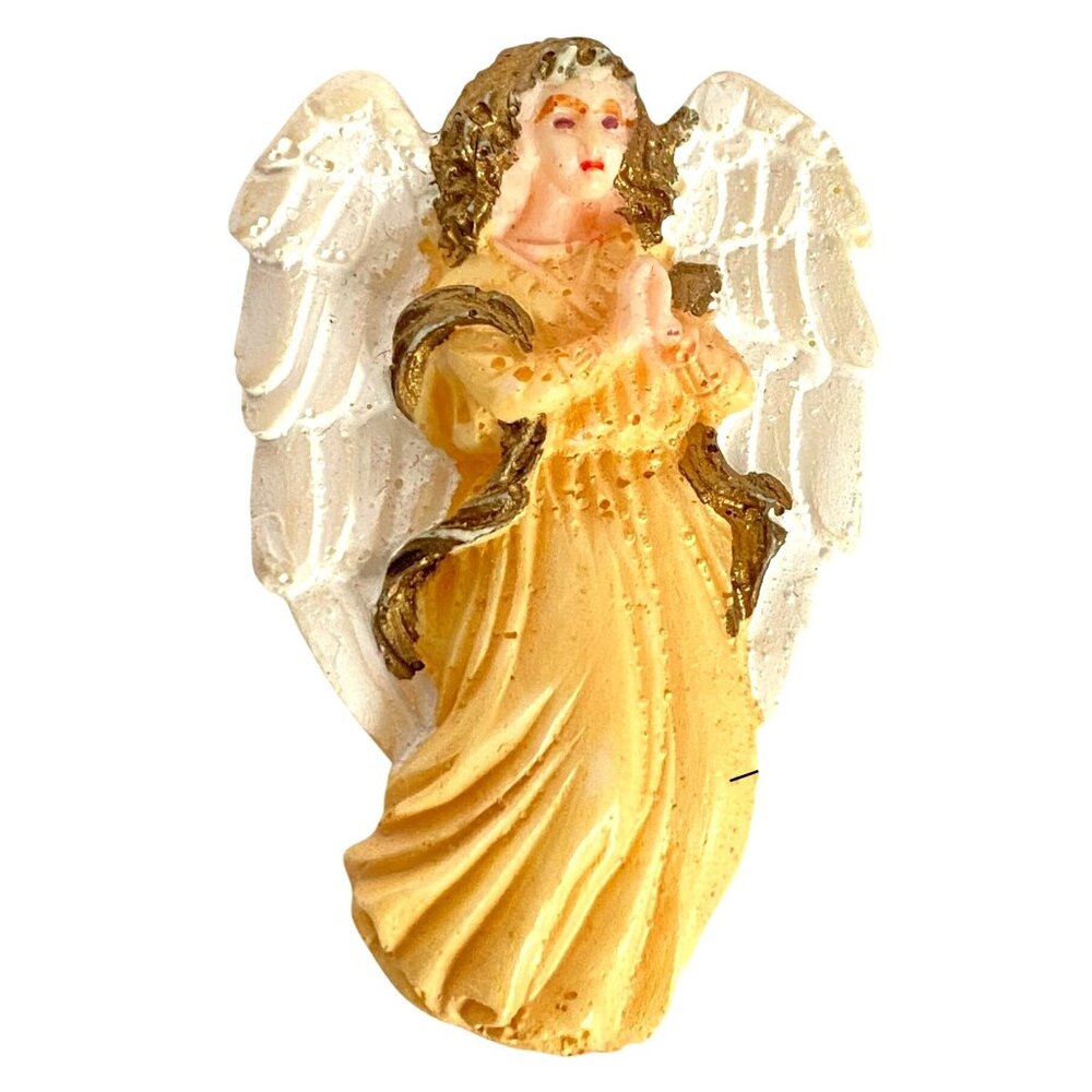 Angel Classics Miniature Praying Guardian Wings Figurine Pin Brooch 1.75in Tall